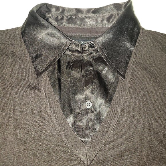 Brown Anne Klein Sweater with silky collar and cuffs - Picture 5 of 6